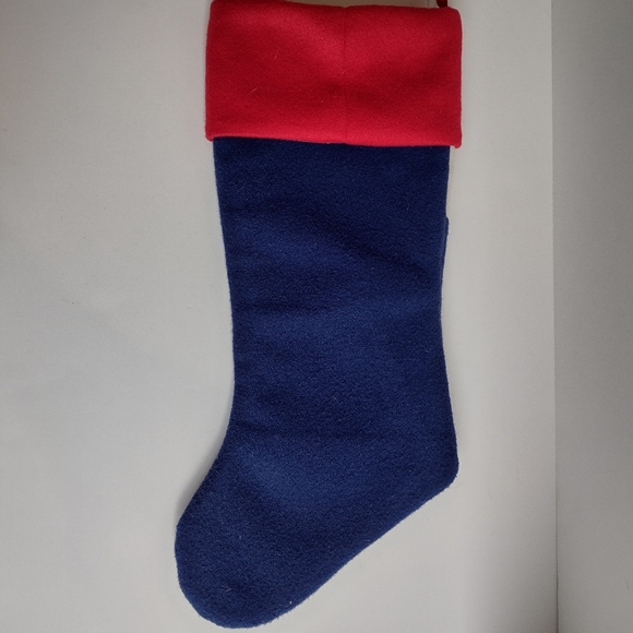 Vintage Christmas / Holiday Stocking Decoration in Red with Snowman Family - Picture 3 of 3